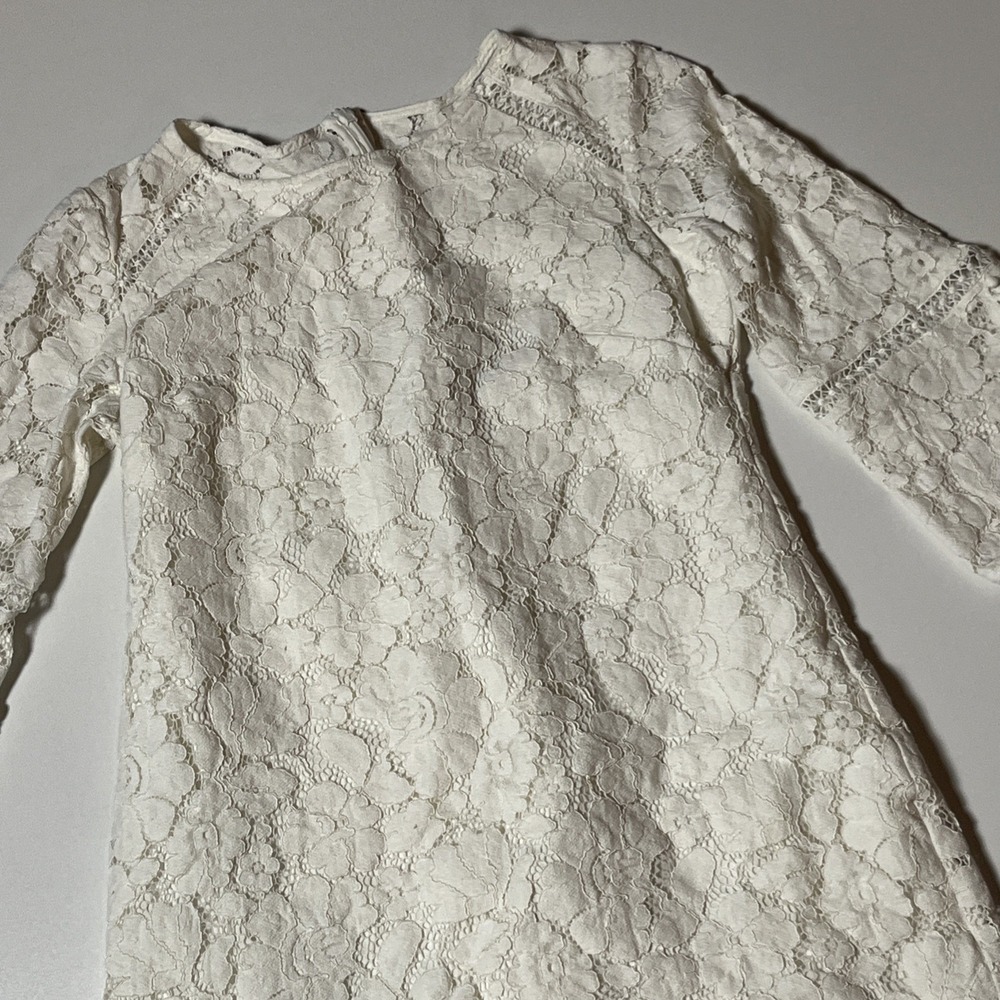 Vince Camuto Lace Shift Dress Size 6 Ivory Crochet Garden Party Cocktail Mini